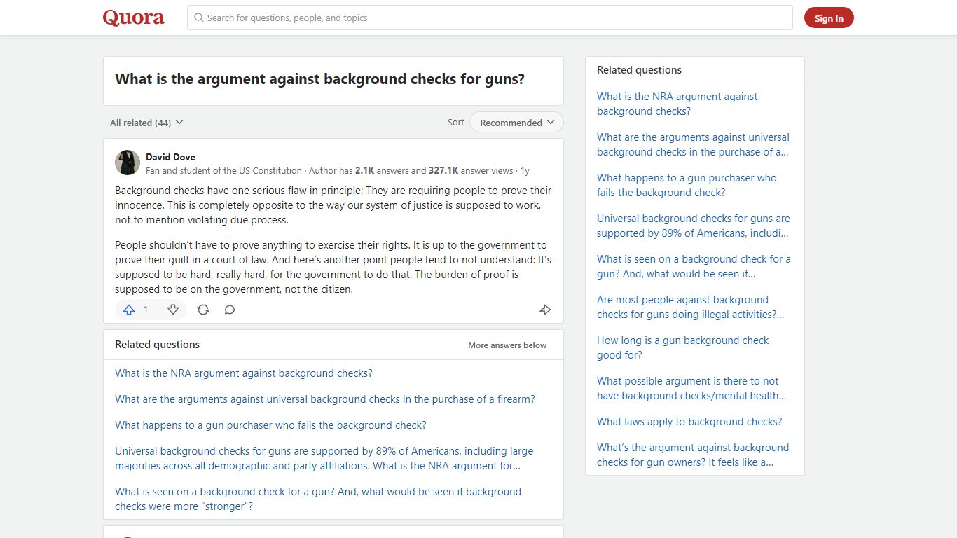What is the argument against background checks for guns?