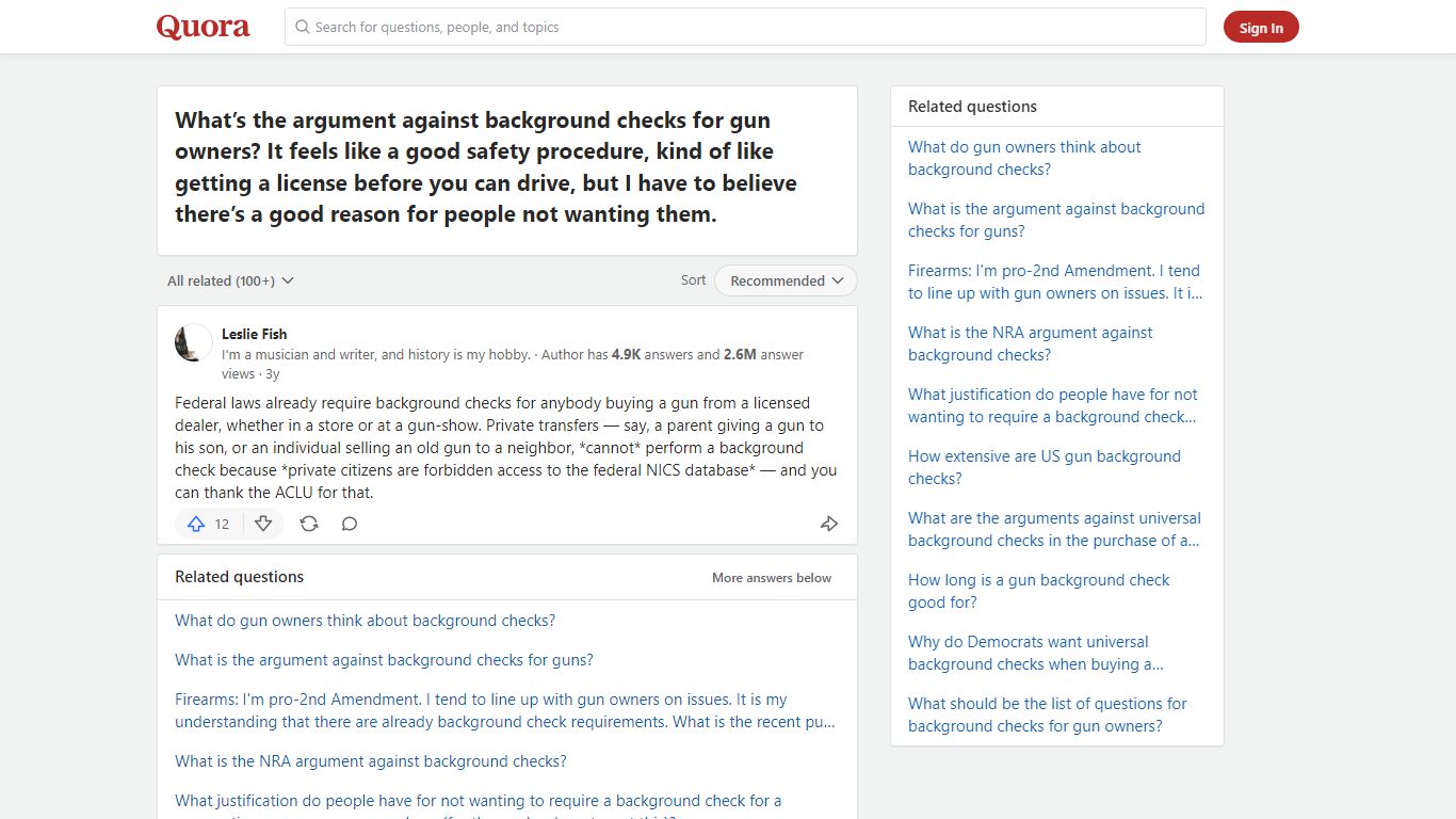 What’s the argument against background checks for gun owners? It feels ...